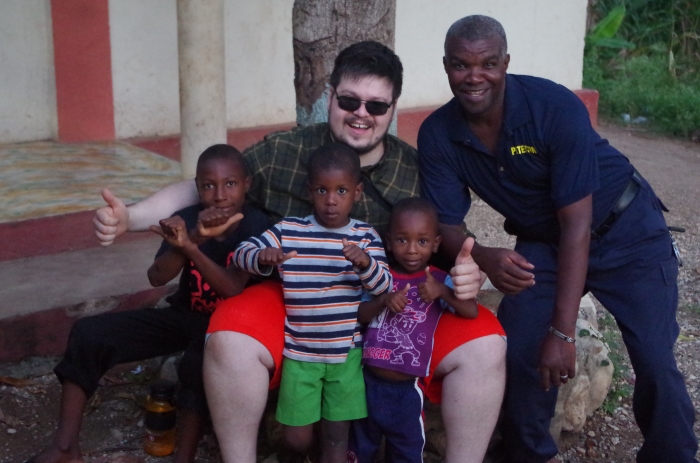 Some of the kids in Beaudouin with Peterson (the security guard at the Guest House) and I